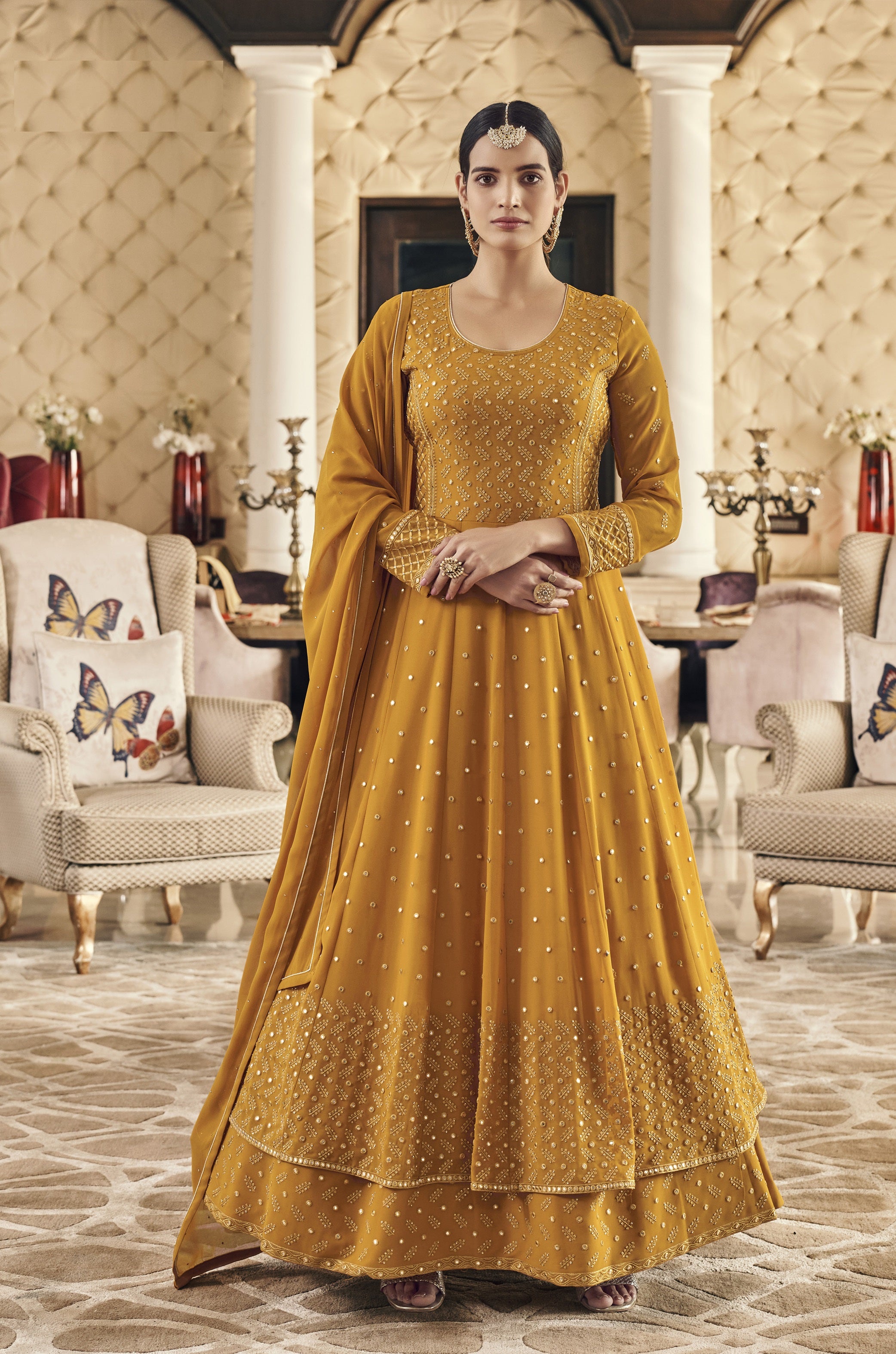 Patiyala Mirror 4004 Tapeta Silk Designer Wedding Wear Party wear Gold  Color Salwar Suit